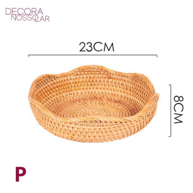 Cesta Ondulada de Rattan Feita à Mão - Decora Nosso Lar