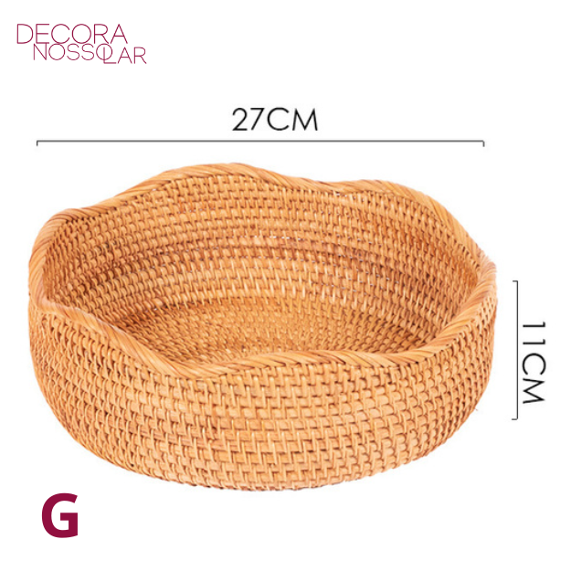 Cesta Ondulada de Rattan Feita à Mão - Decora Nosso Lar