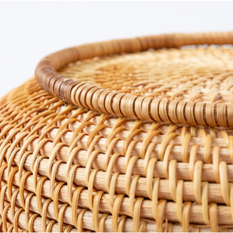 Cesta de Rattan Redonda Feita à Mão - Modelo Cumbuca