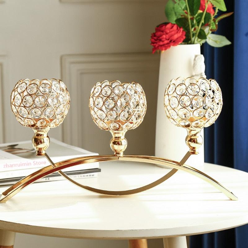 Castiçal de Cristal Candelabro Europeu - Decora Nosso Lar